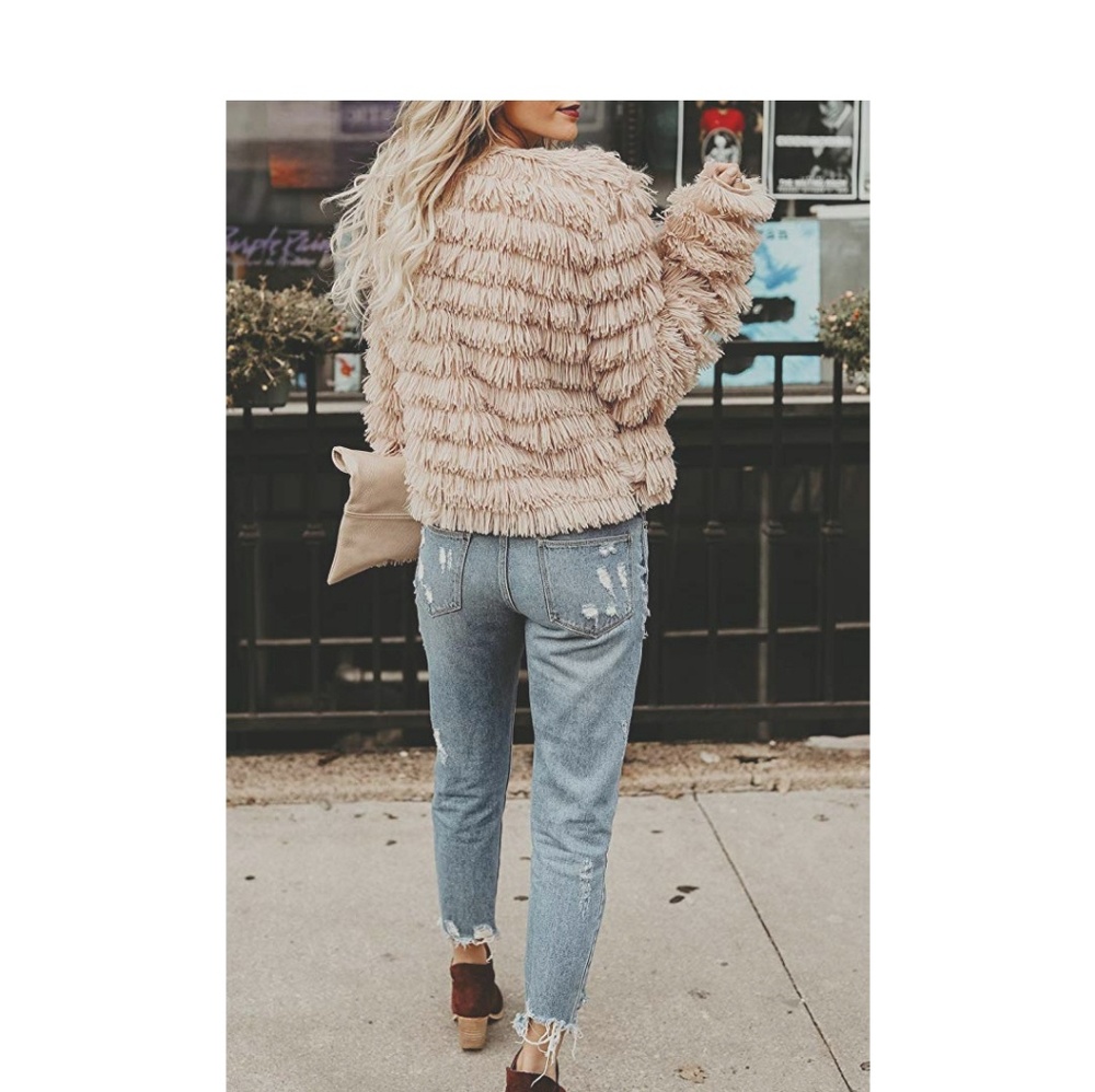 🍾HP🍾ROMINA Apricot Faux Fur Coat - Picture 4 of 7